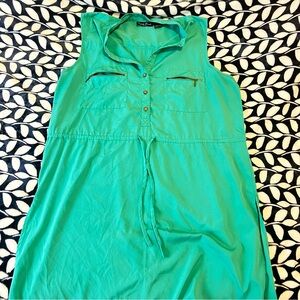 Teal Sleeveless Dress with Zipper Pockets